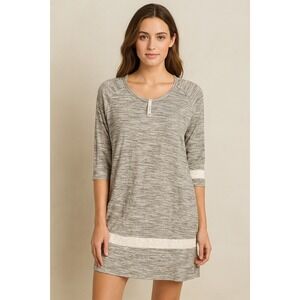 HILARY‎ RADLEY 3/4 Sleeve Striped Dress XXL White Gray NWT Boho Chic